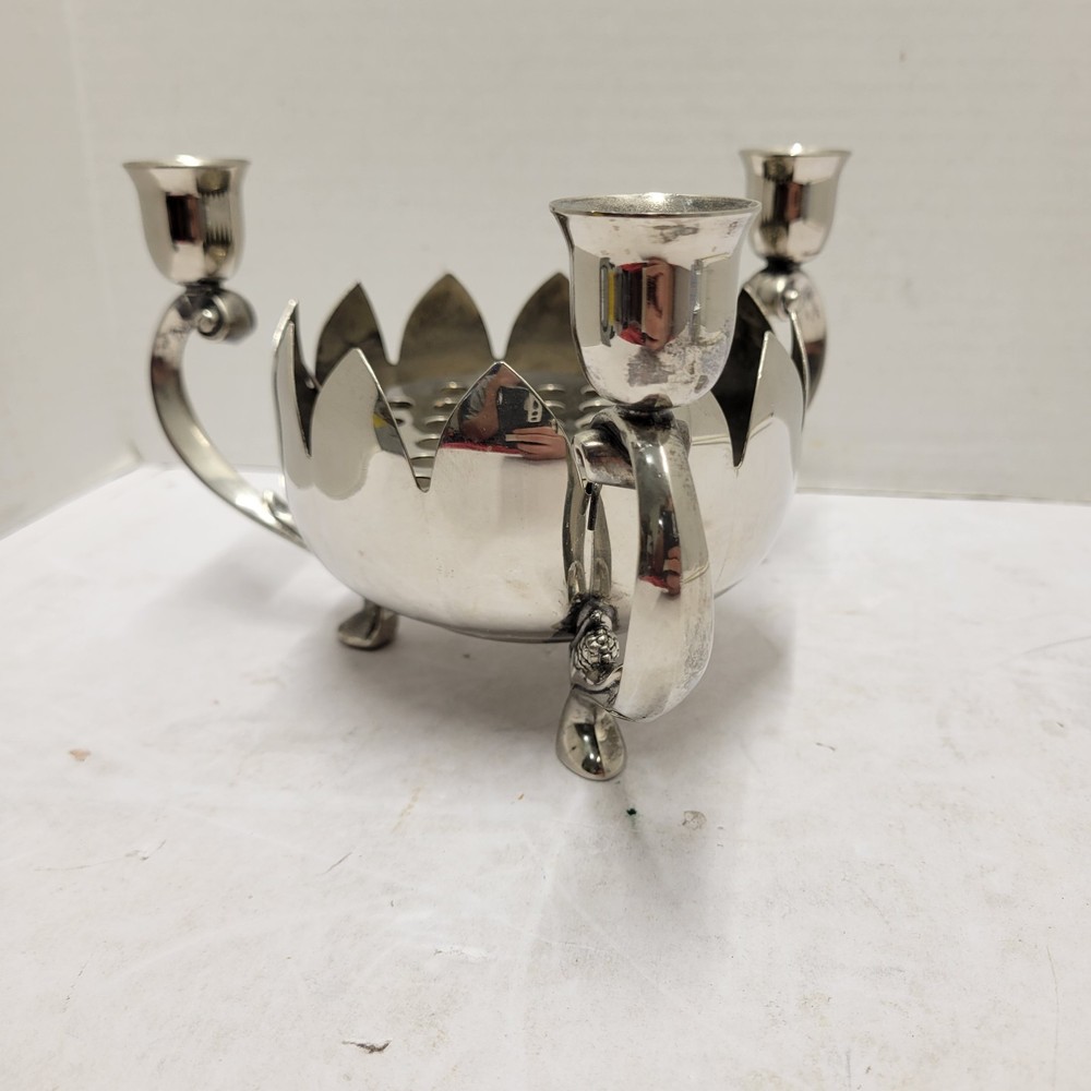 Leonard Silver Plated Centerpiece Footed Candle Candelabra Stand Flower Holder