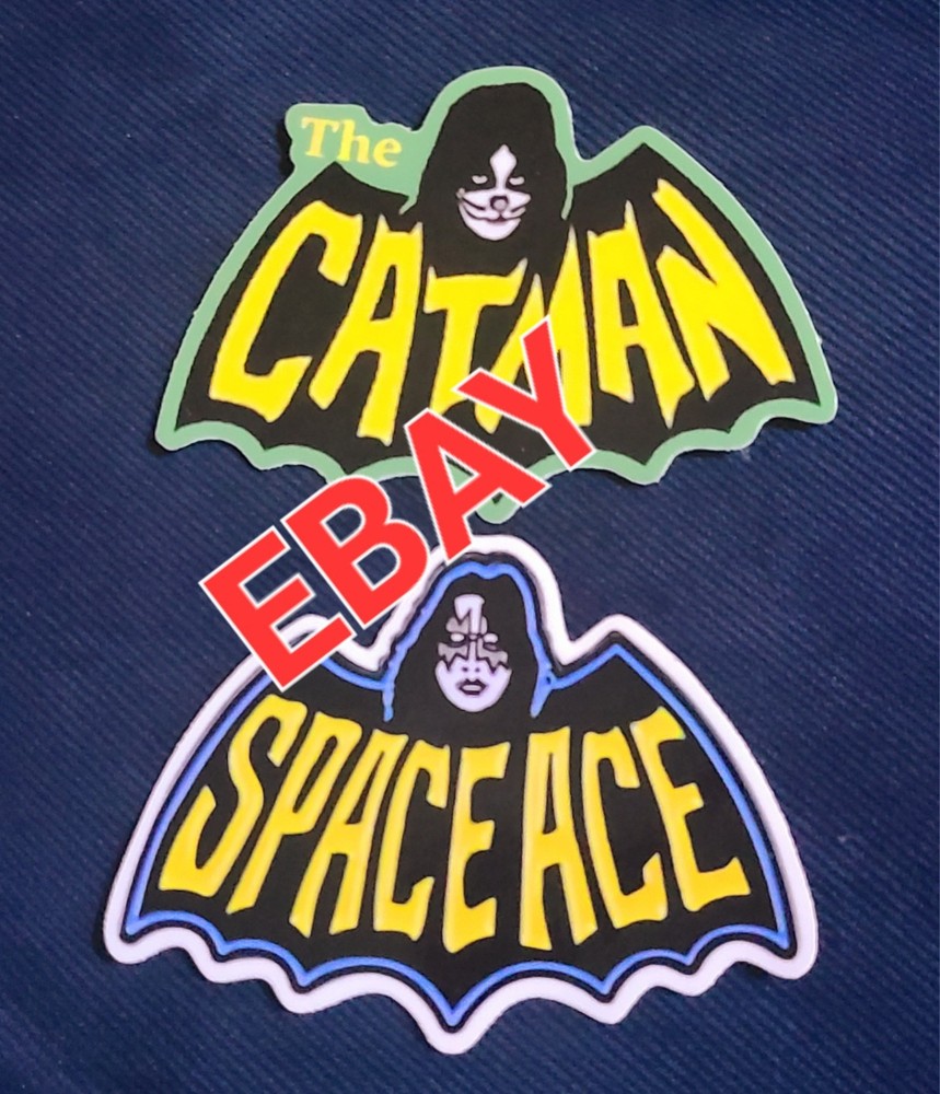 Space Ace Catman 2 Stickers Kiss Frehley Criss Logo Novelty 3 1/2 Inch Gloss