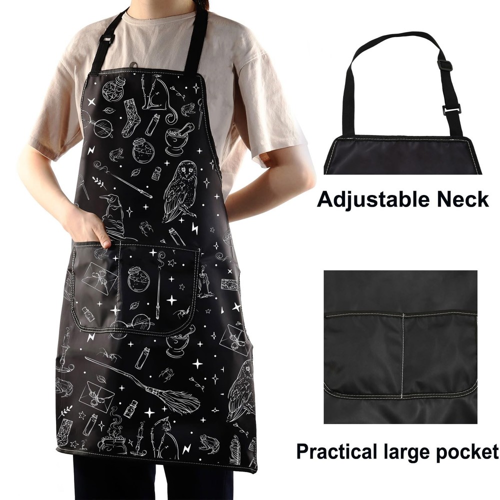 Magic Wizard Kitchen Apron With Pockets Spooky Witch Gift Gothic Cooking