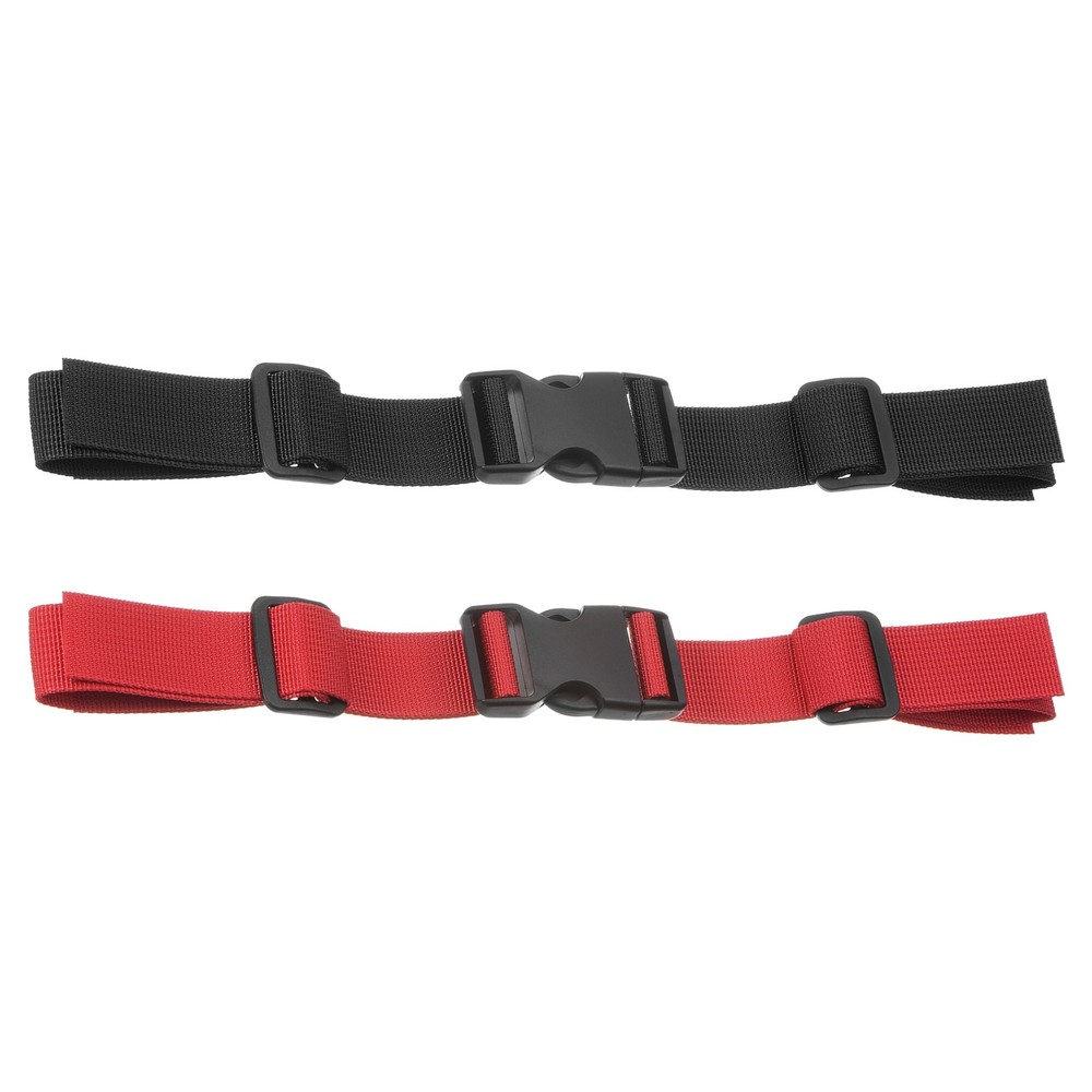 2Pcs Backpack Chest Strap Set Strap w/ Quick-Release Buckle, Black Red