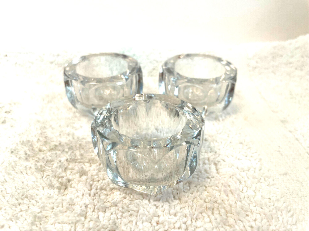4 VTG Open Salt Cellar Plain Clear Glass As Is