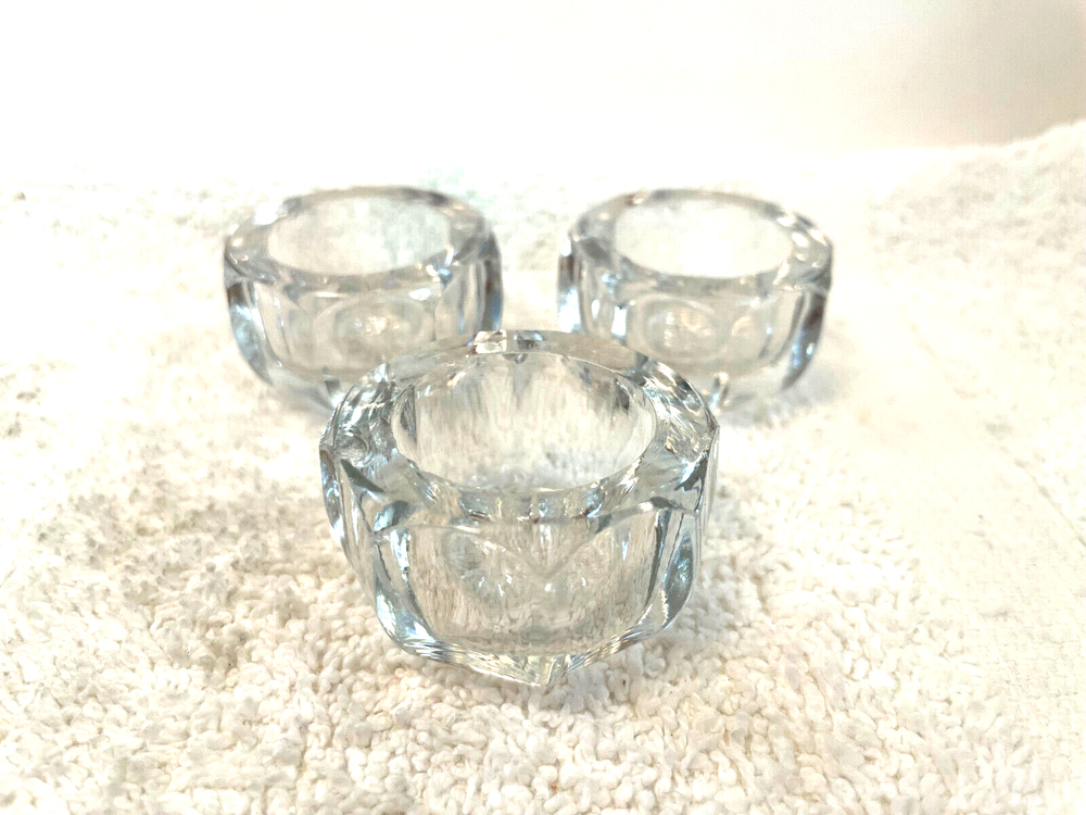 4 VTG Open Salt Cellar Plain Clear Glass As Is