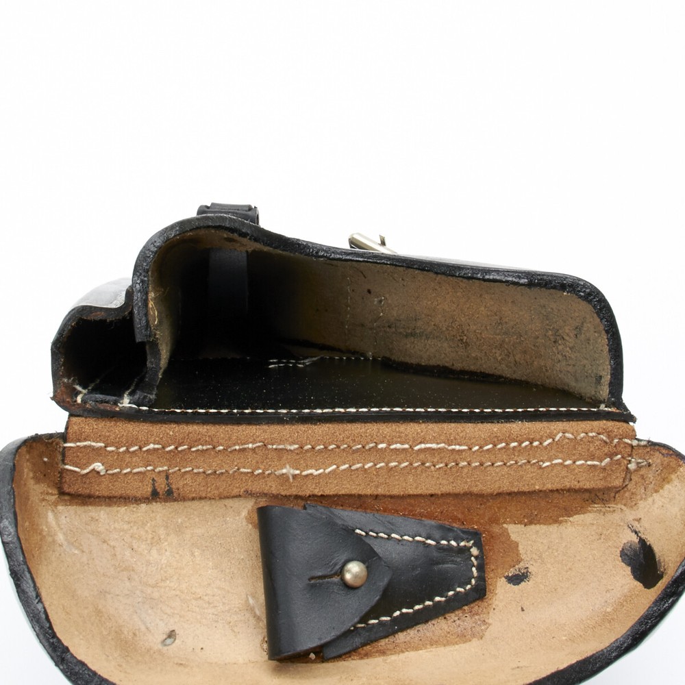 German WWII P08 Luger Black Leather Hardshell Holster, P-08, Pattern 1908