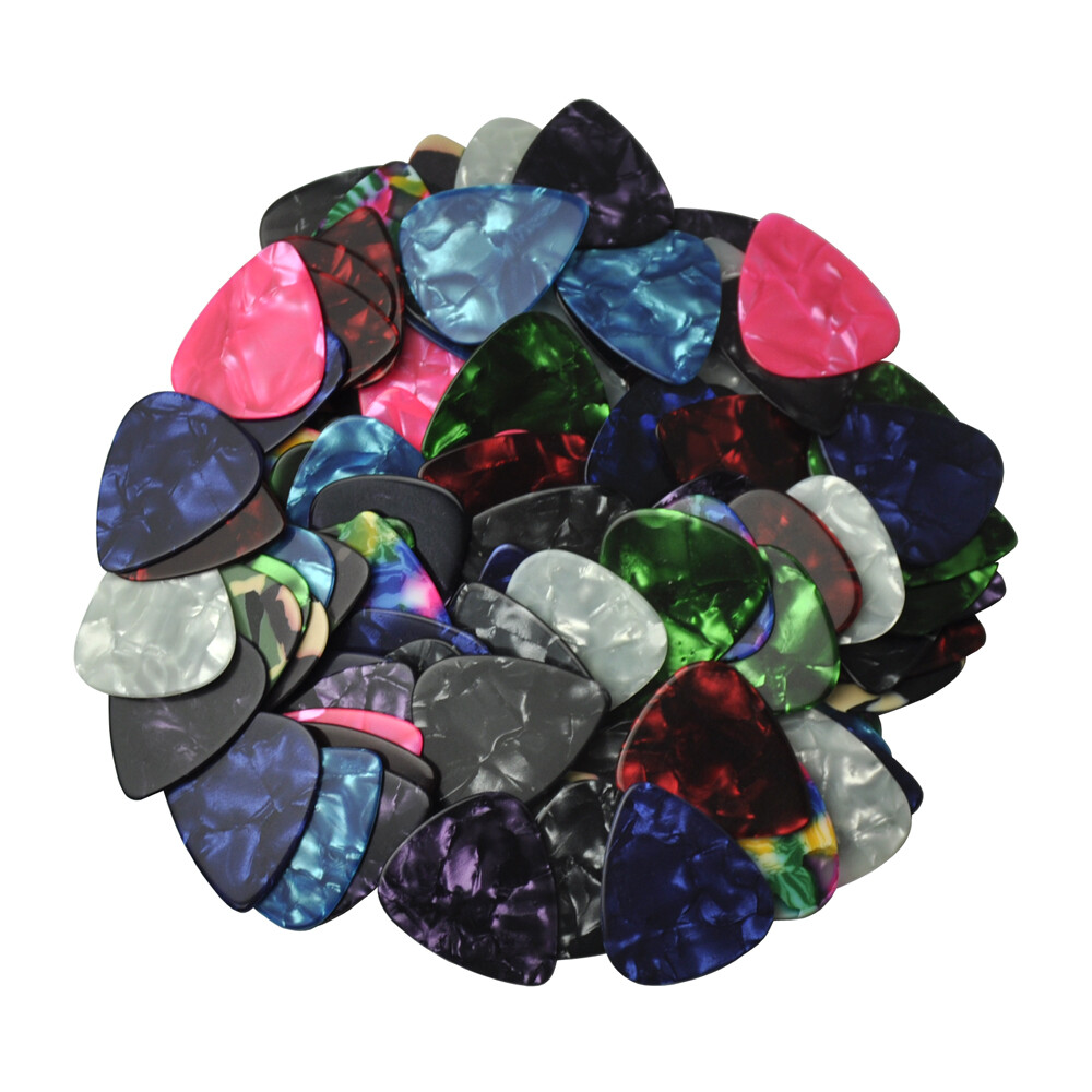 100 pcs New Blank Heavy 0.96mm Celluloid Guitar Picks Plectrums Assorted Colors