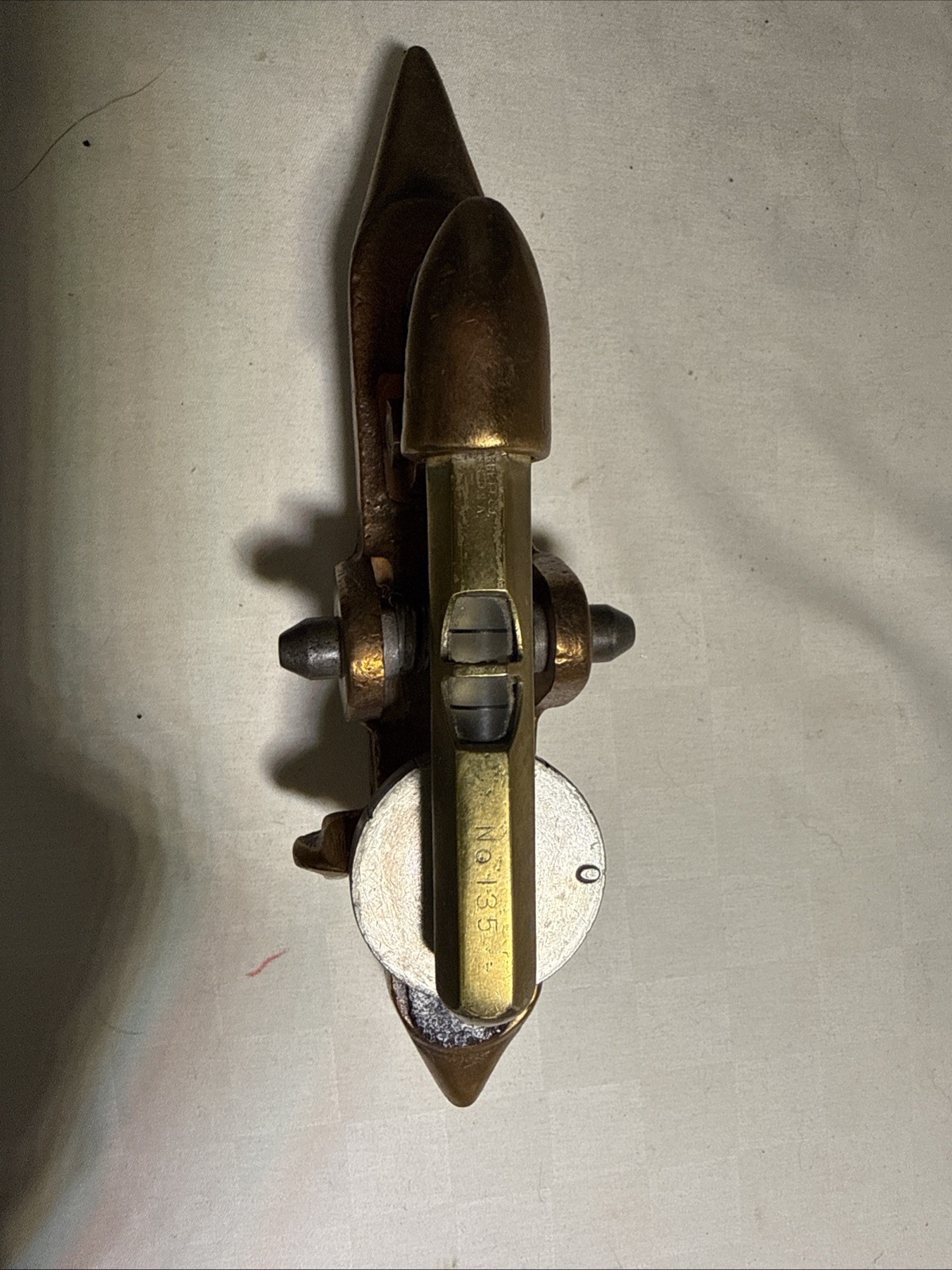 Polished Bronze Inclinometer w/ Micrometer Adjustment W a Starrett No. 135 Level