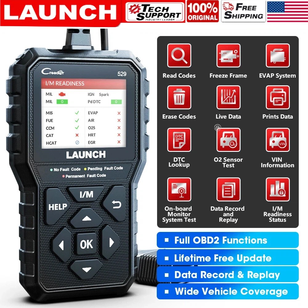 LAUNCH CR529 OBD2 Scanner OBD Code Reader Car Check Engine Fault Diagnostic Tool