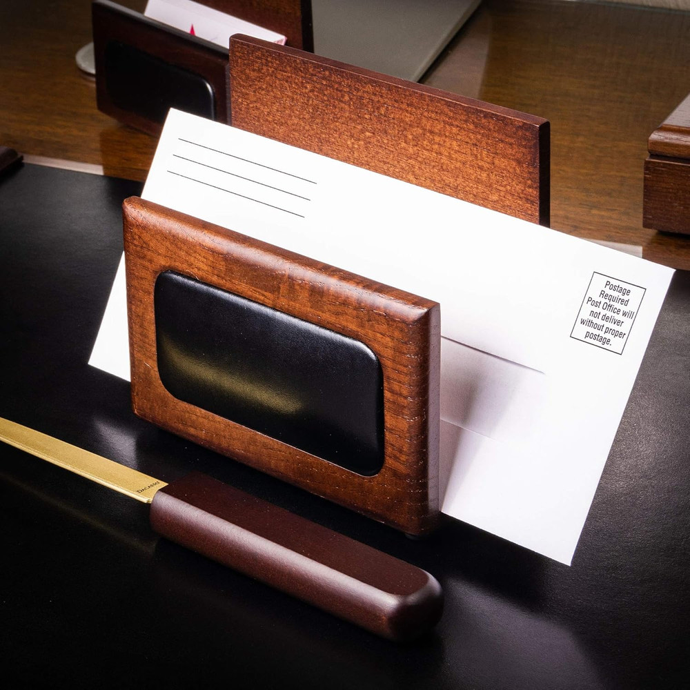 Walnut and Leather Letter Holder