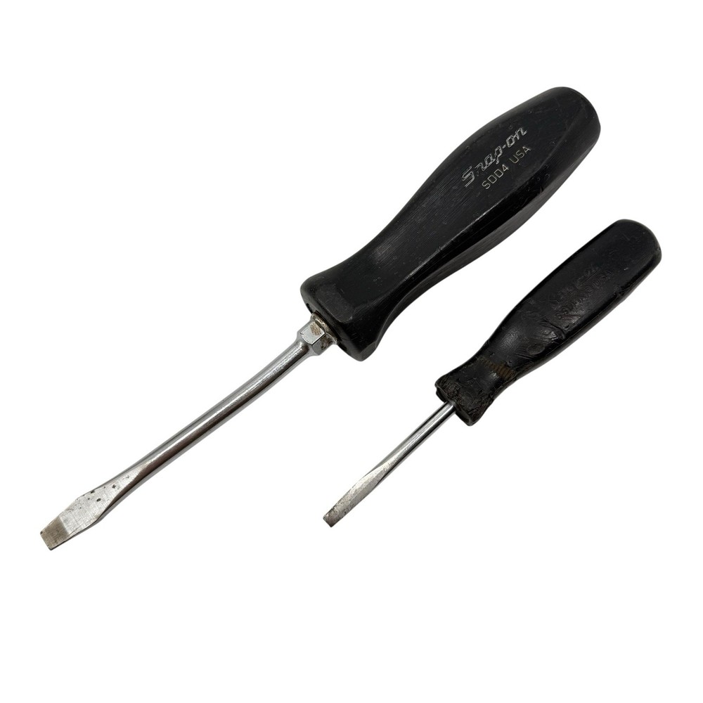 Snap On Tools SSD145 & SDD4 Flat Tip Slotted Screwdriver Black Hard Handle USA