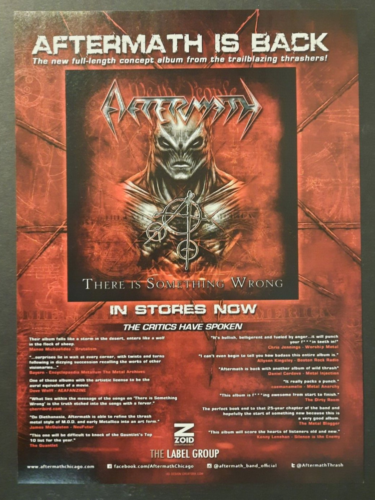 AFTERMATH "There Is Something Wrong" thrash metal ~ Magazine Print/Promo Ad 2019