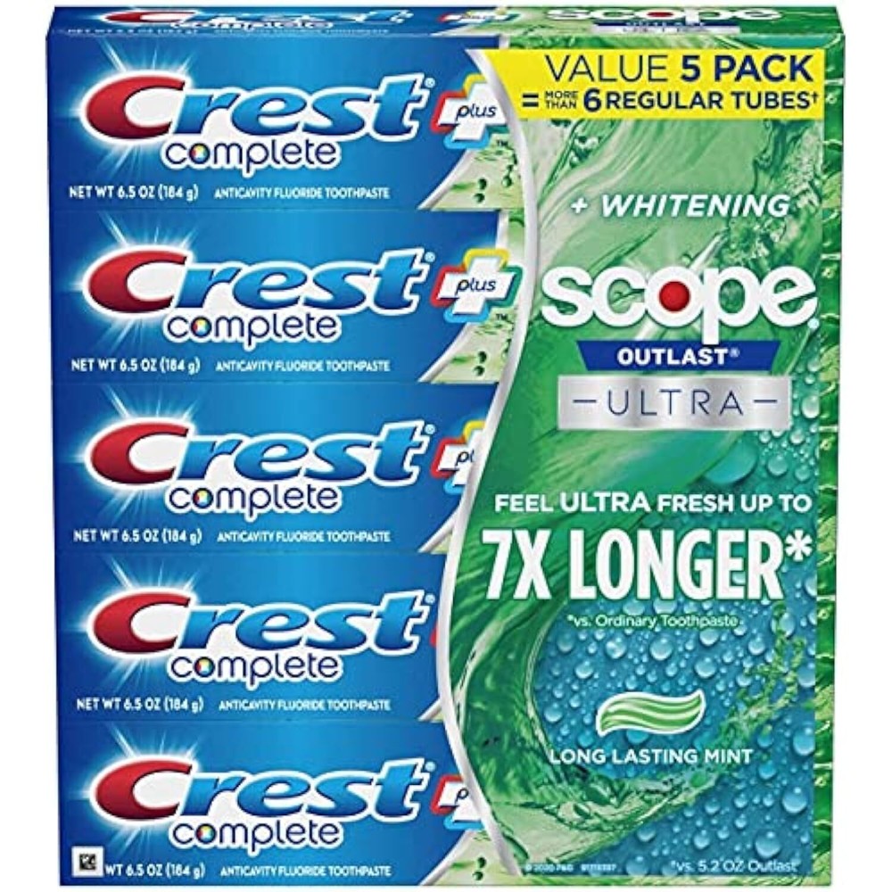 Crest Complete Whitening + Scope Toothpaste, 6.5 Ounce (5 Pack)