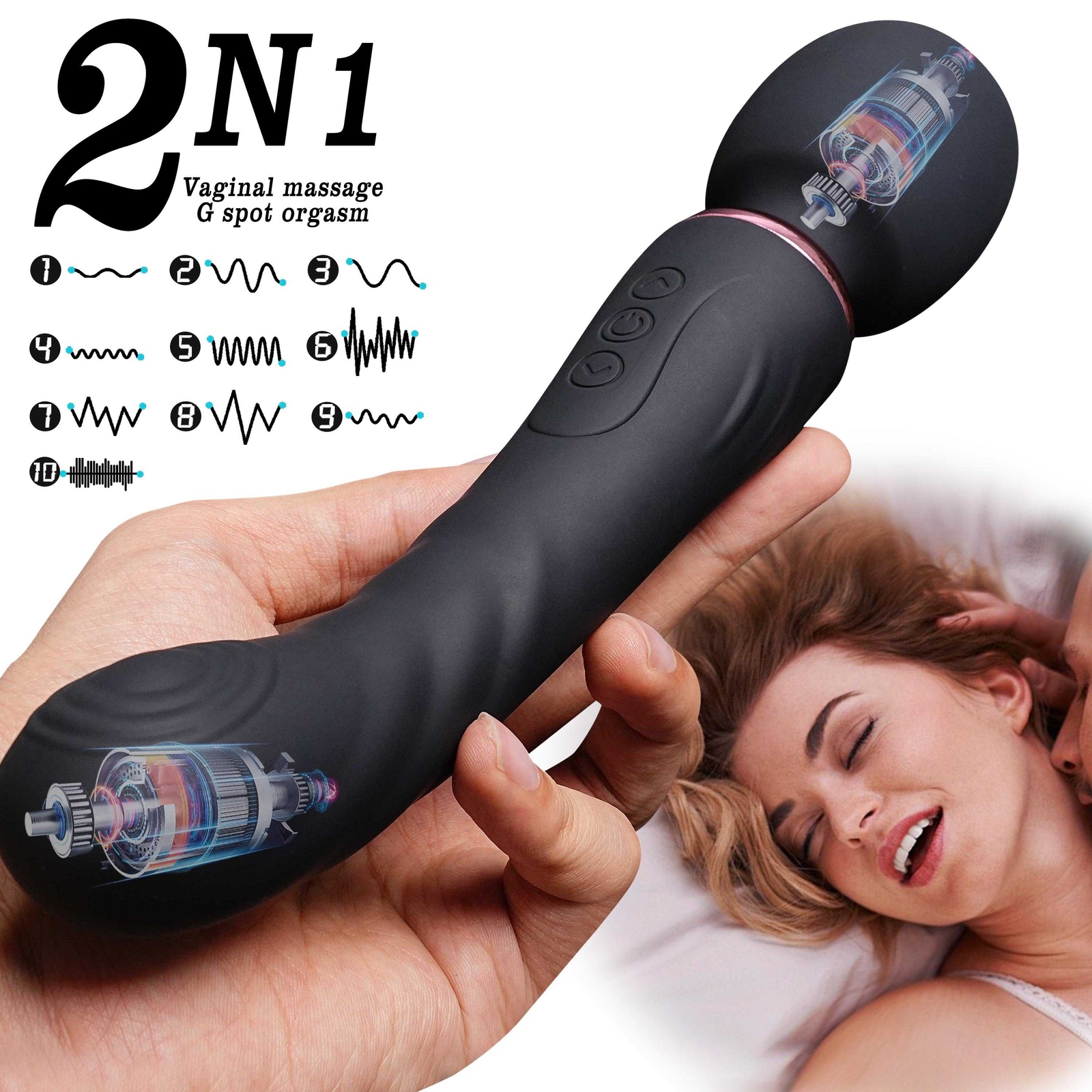 Dual Vibrator Dildo G-Spot Massage Wand Real Clit Stimulator Sex Toys for Women