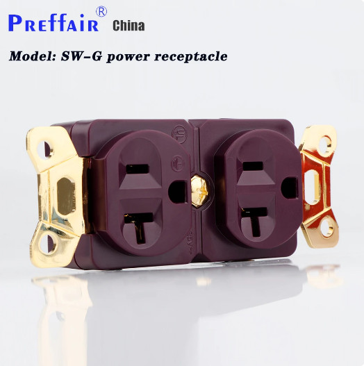 Pure Copper US AC Hi-end Power Receptacles Wall Duplex Distributor Socket Outlet