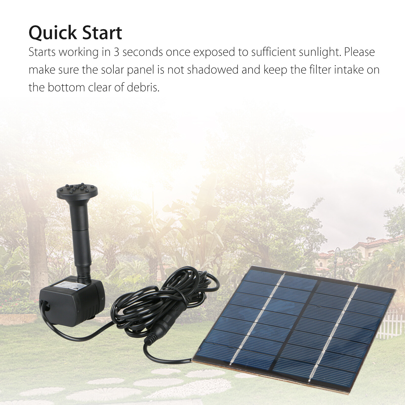 Solar Power Fountain Submersible Water Pump Floating Bird Bath Garden Pond Pool