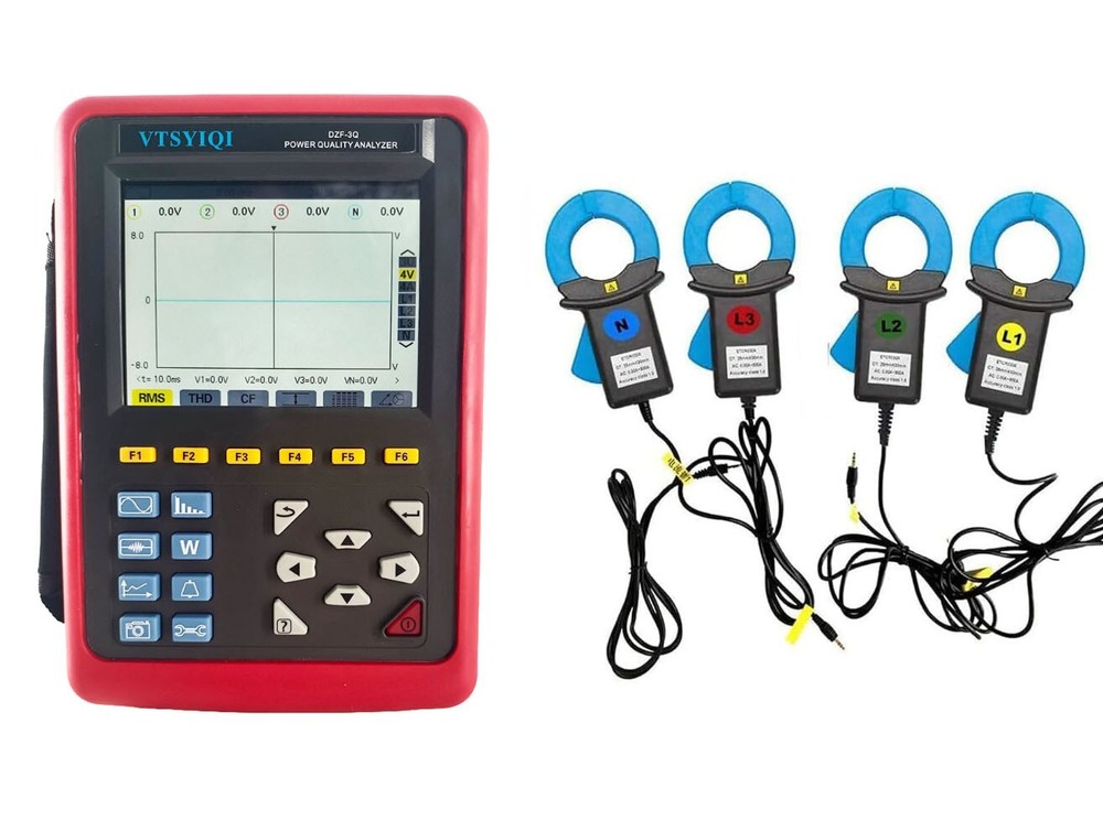 Three Phase Power Quality Meter with 4PCS 100A Round Jaw Current Sensor