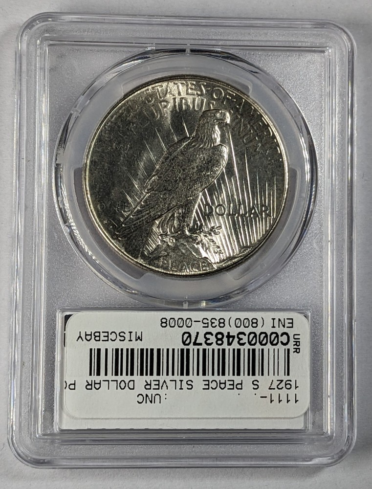 1927 S Peace Silver Dollar PCGS UNC