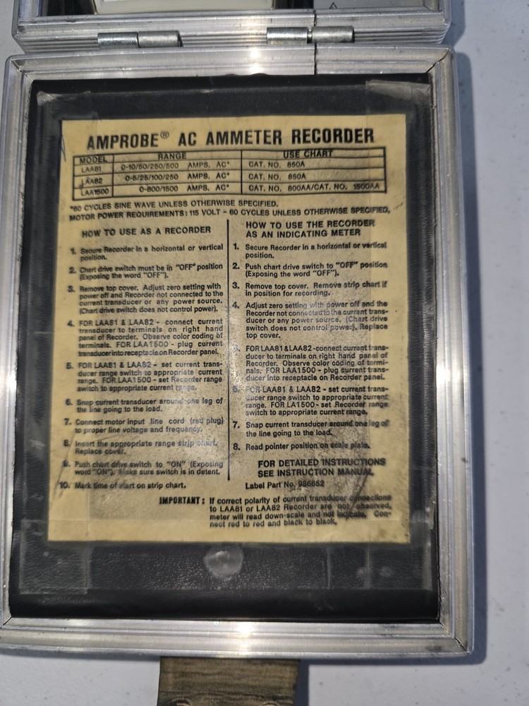 Vintage - AMPROBE Recorder Chart Printer - AC Volt Ammeter - Current Transducer