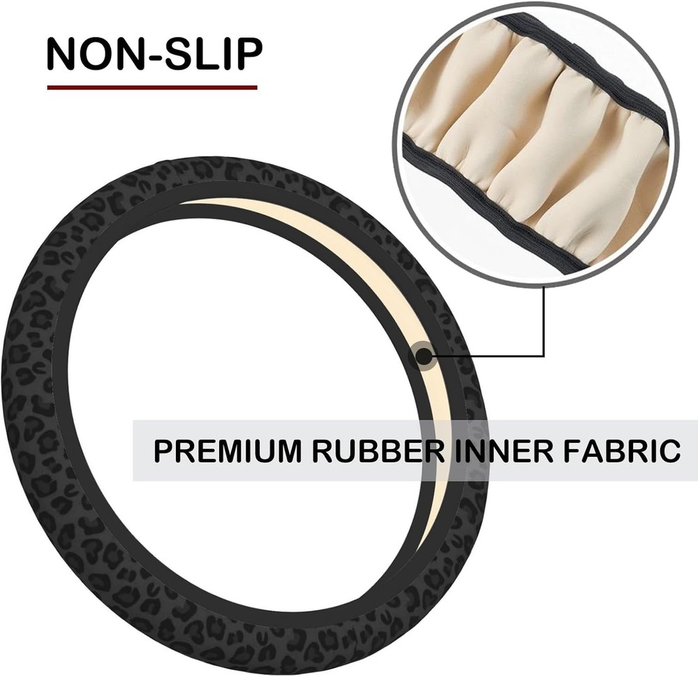 Leopard Print Elastic Steering Wheel Cover New