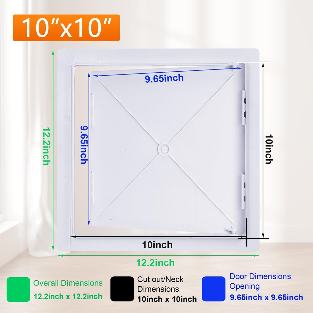 Plastic Access Panel 10x10 Inch for Drywall Ceiling Plumbing Wall Access
