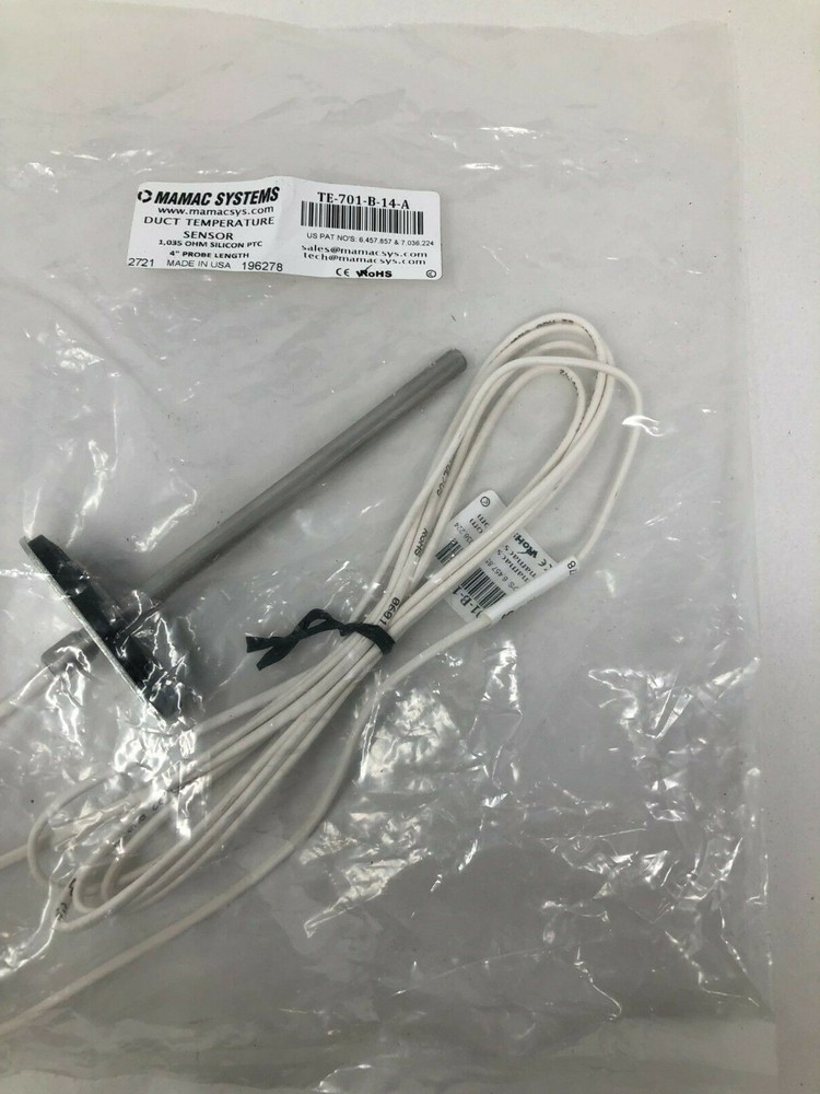 MAMAC Systems TE-701-B-14-A  Duct Temperature Sensor 4" Probe Length