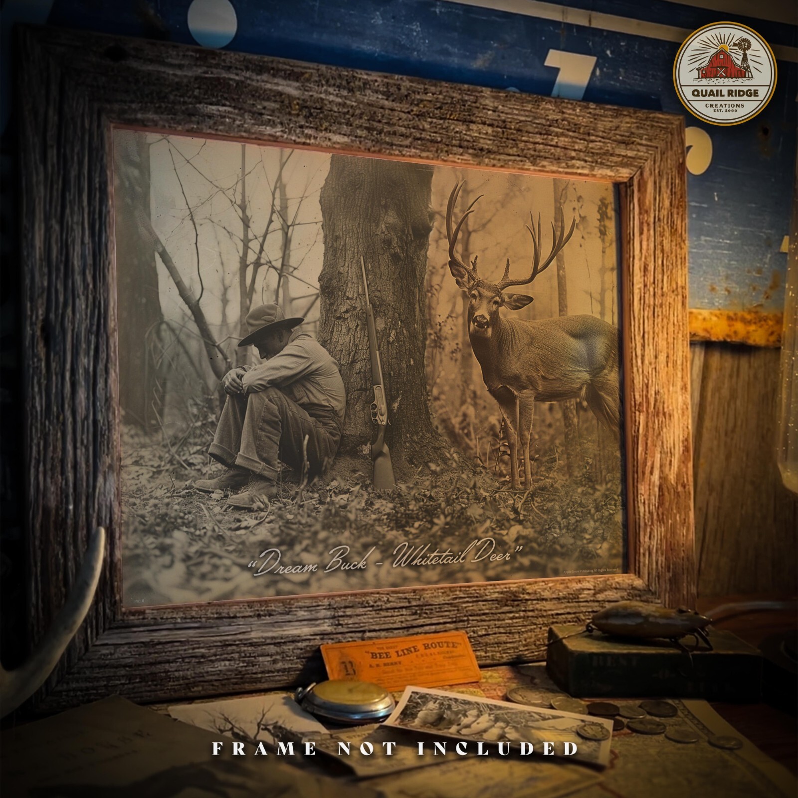 Dream Buck Whitetail Deer Art Print Bow Hunting Fishing Cabin Wall Decor Gift