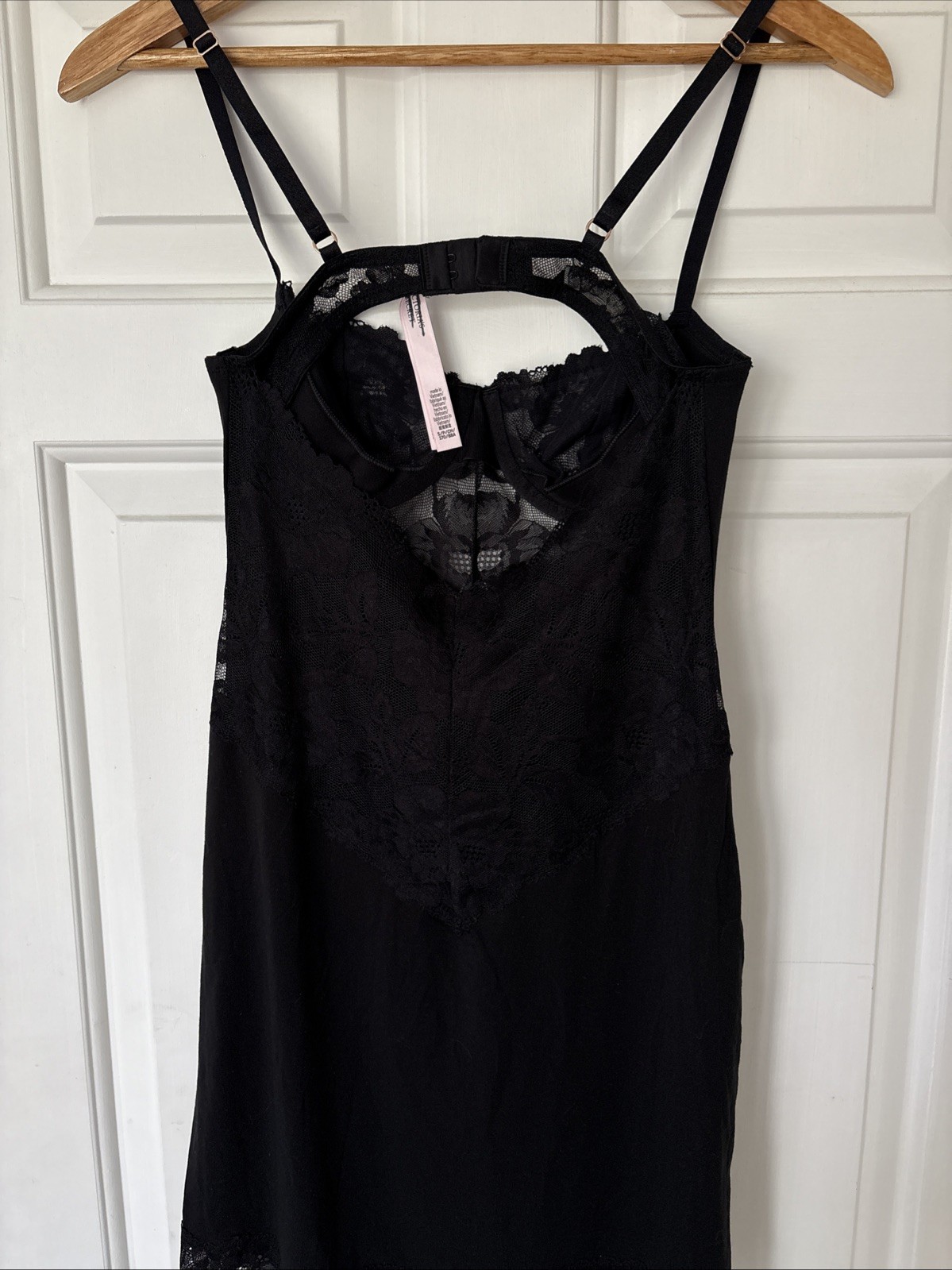 Victoria's Secret Slip Shapewear Lingerie Dress Black Lace Trim Modal Small S