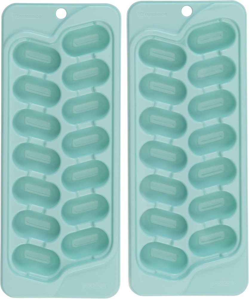 2 Pack Ice Cube Trays Plastic Rectangular Shape Stackable Flexible Washable