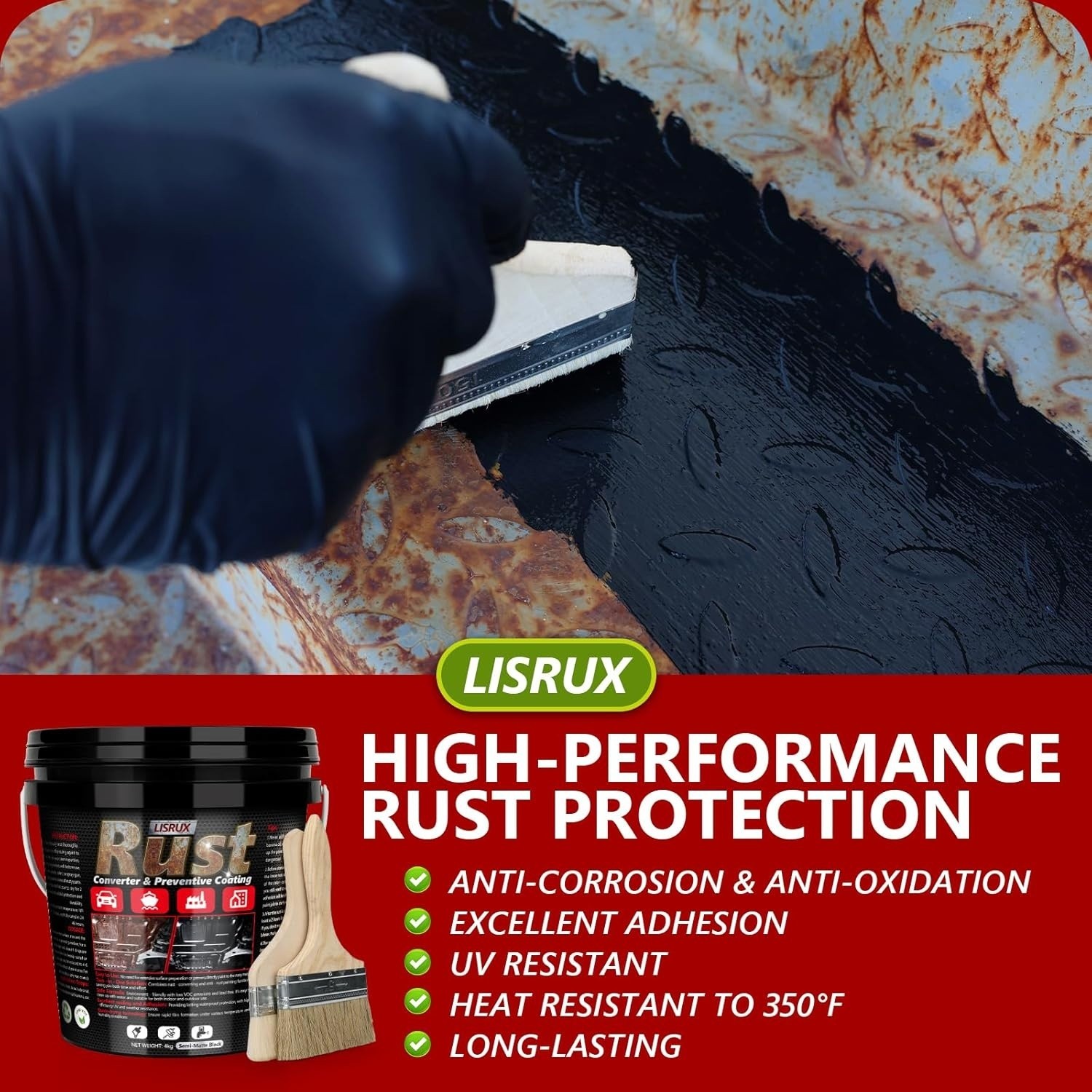 Rust Converter And Metal Primer, 141 Fl Oz Black Rust Inhibitor Paint for Metal