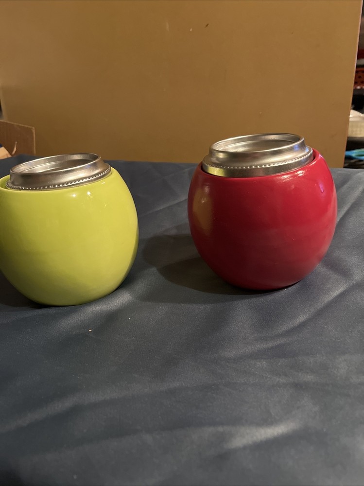5” ceramic candle jars with lids/ set of 2/multi use containers