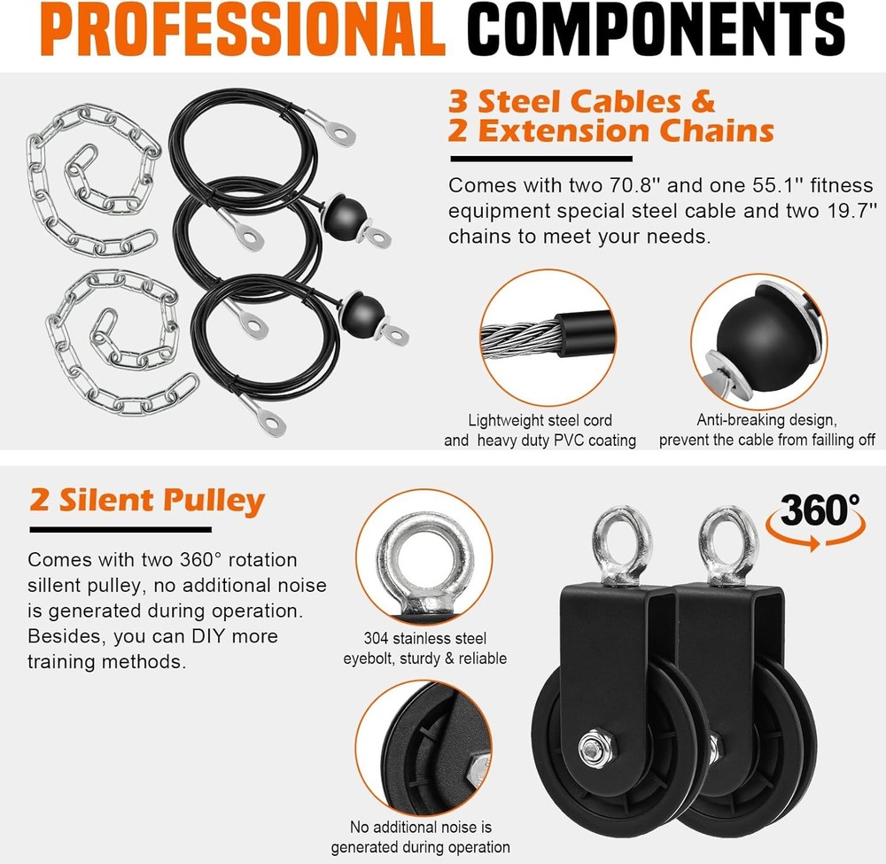 Cable Pulley System Gym LAT Pull Down Arm Workout Equipment