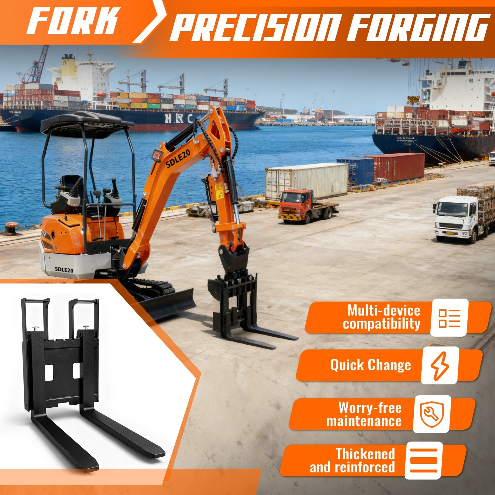 Pallet Fork for 1-2T Mini Excavator, 2025 Model Free Shipping USA