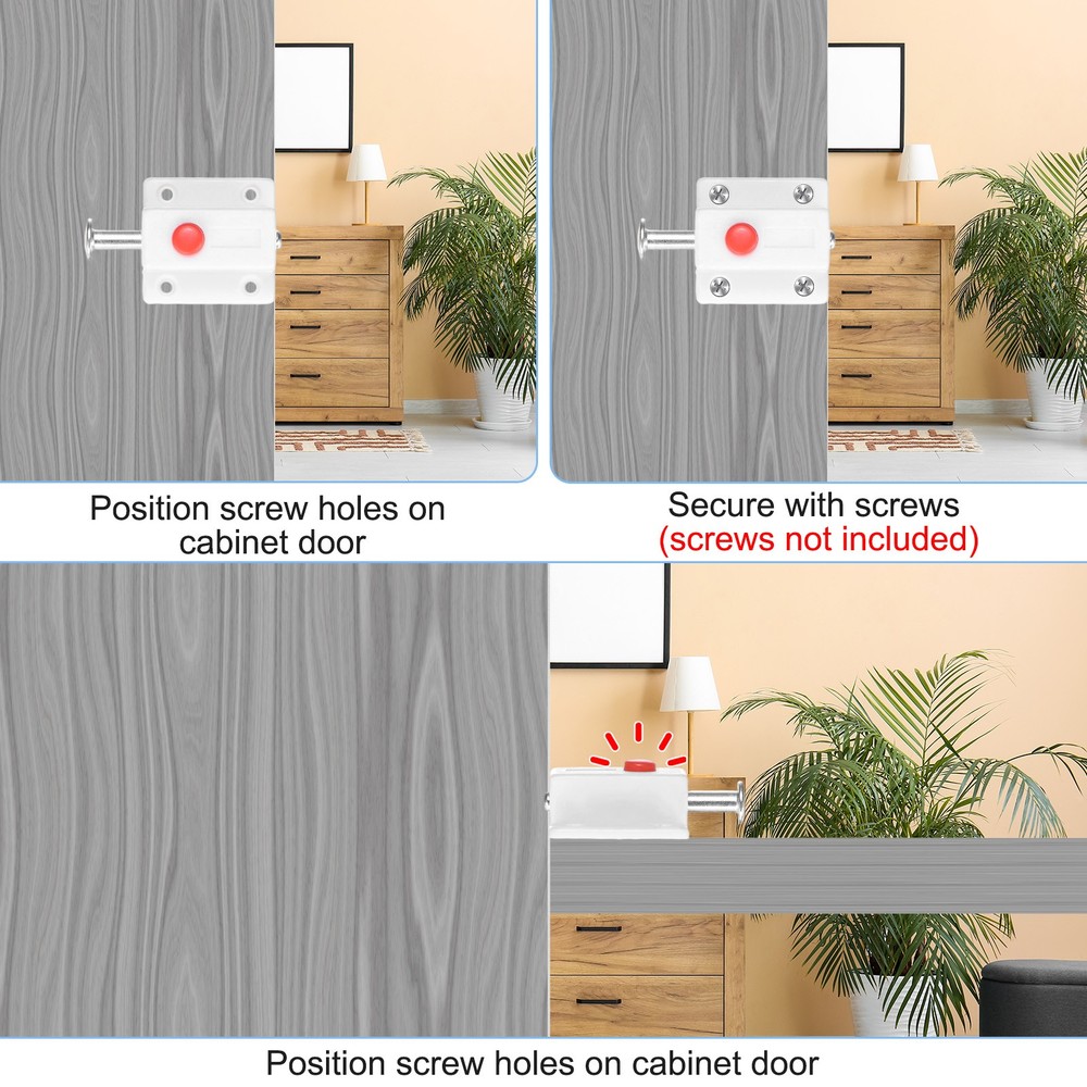 4-Pack Plastic Push Button Spring Loaded Latch for Cabinet Door [White]