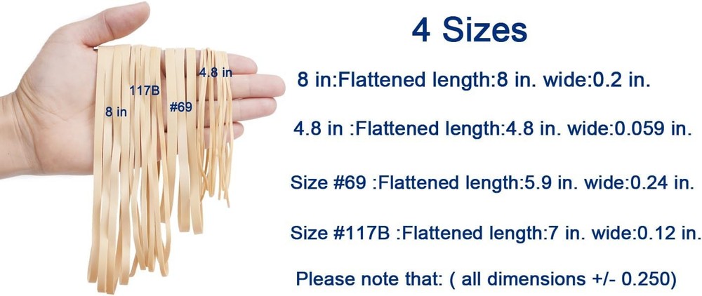 Rubber Bands Assorted Sizes 0.5lbs 4 sizes large rubber bands heavy duty Elastic