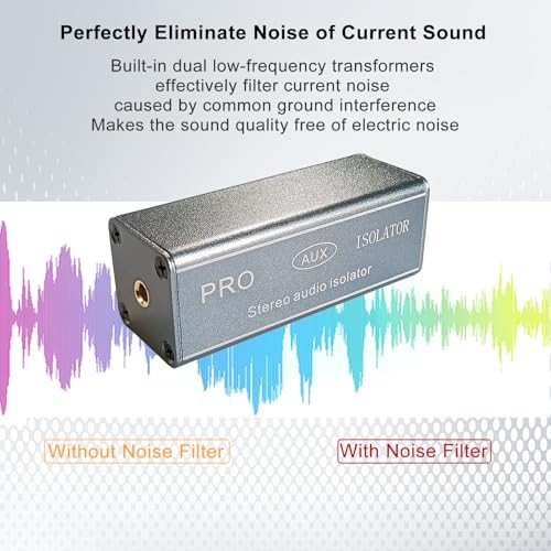 3.5mm Noise Filter Pro Hum Eliminator Ground Loop Isolator (No Silver-Gray