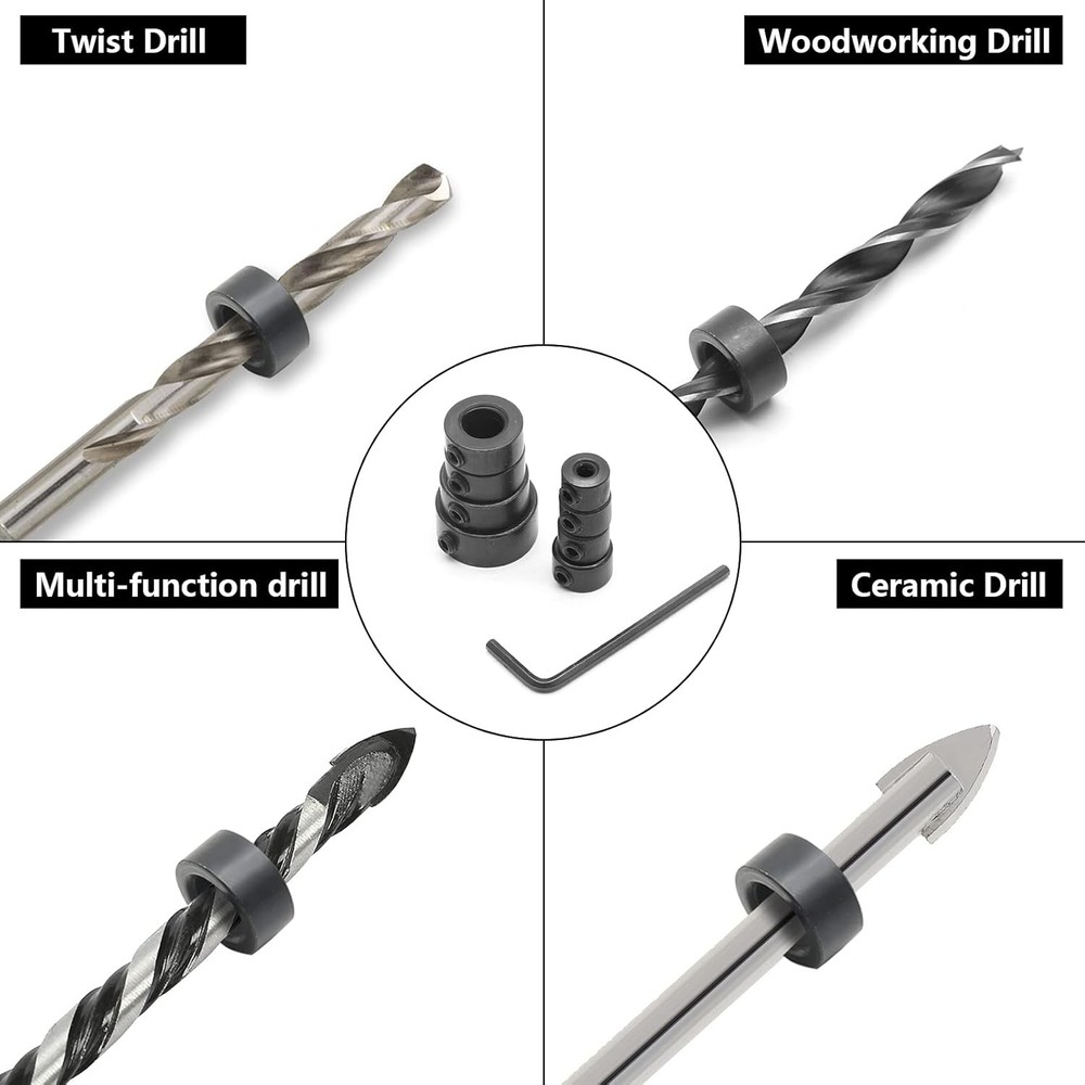 8Pcs Drill Bit Depth Stop Collar Set, Stopper Metal...
