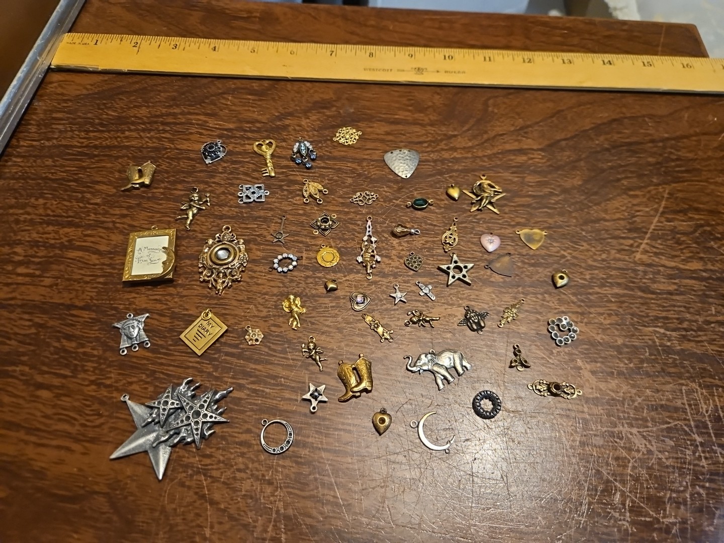 Lot Of 50 Mixed Parts Pcs France Vintage 60s Brass Stampings Findings Jewelry 25