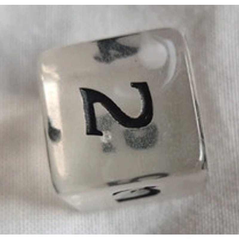 White and clear marble effect D&D dice set