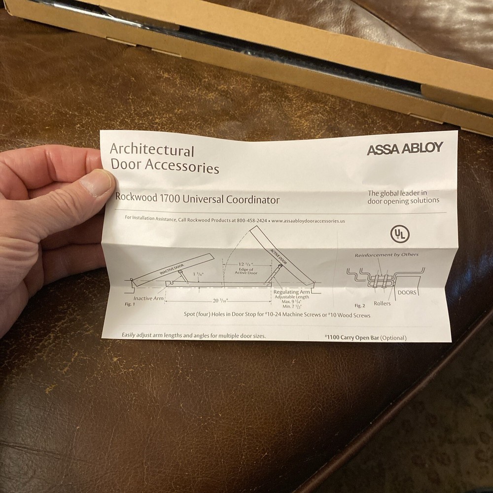 Assa Abloy Rockwood 1700 Universal Coordinator Please Read