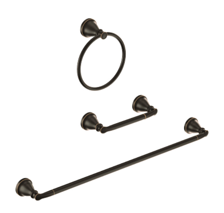 Moen Hilliard 3pcs Set of  Paper Holder Towel Bar & Ring in Mediterranean Bronze