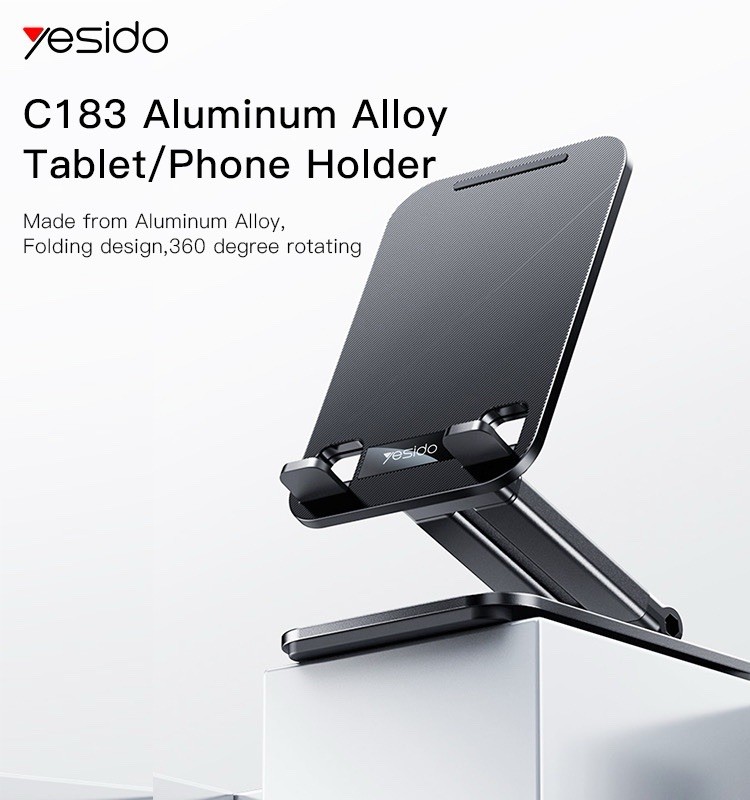 360° Rotating Foldable Stand for Tablet Phone, Black
