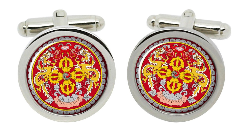 Bhutan Round Cufflinks in Box