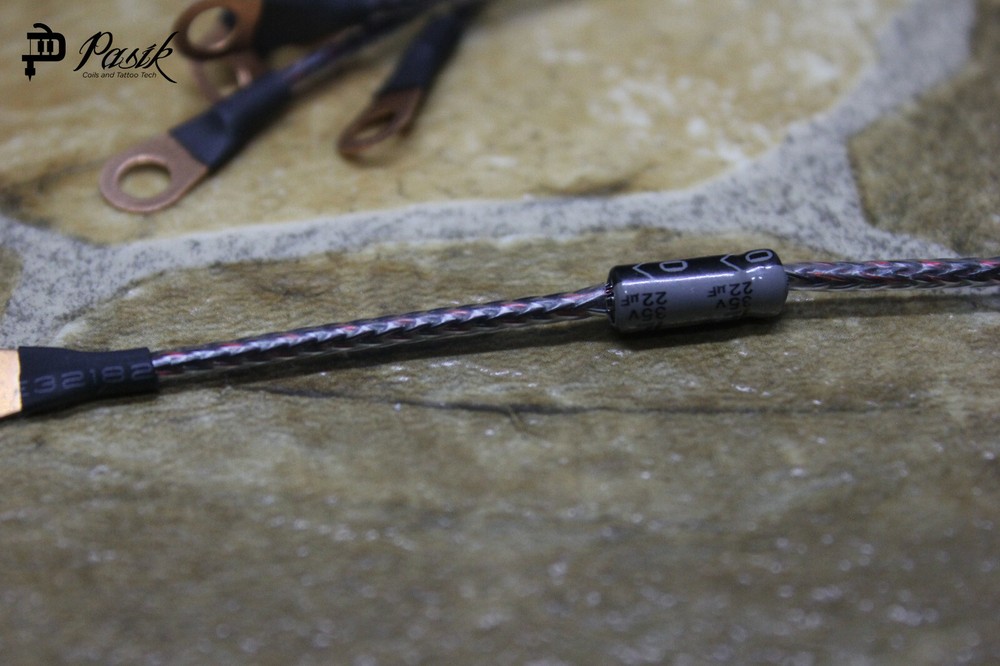 Pre-soldered  capacitor tattoo 22uf quick attach capacitor