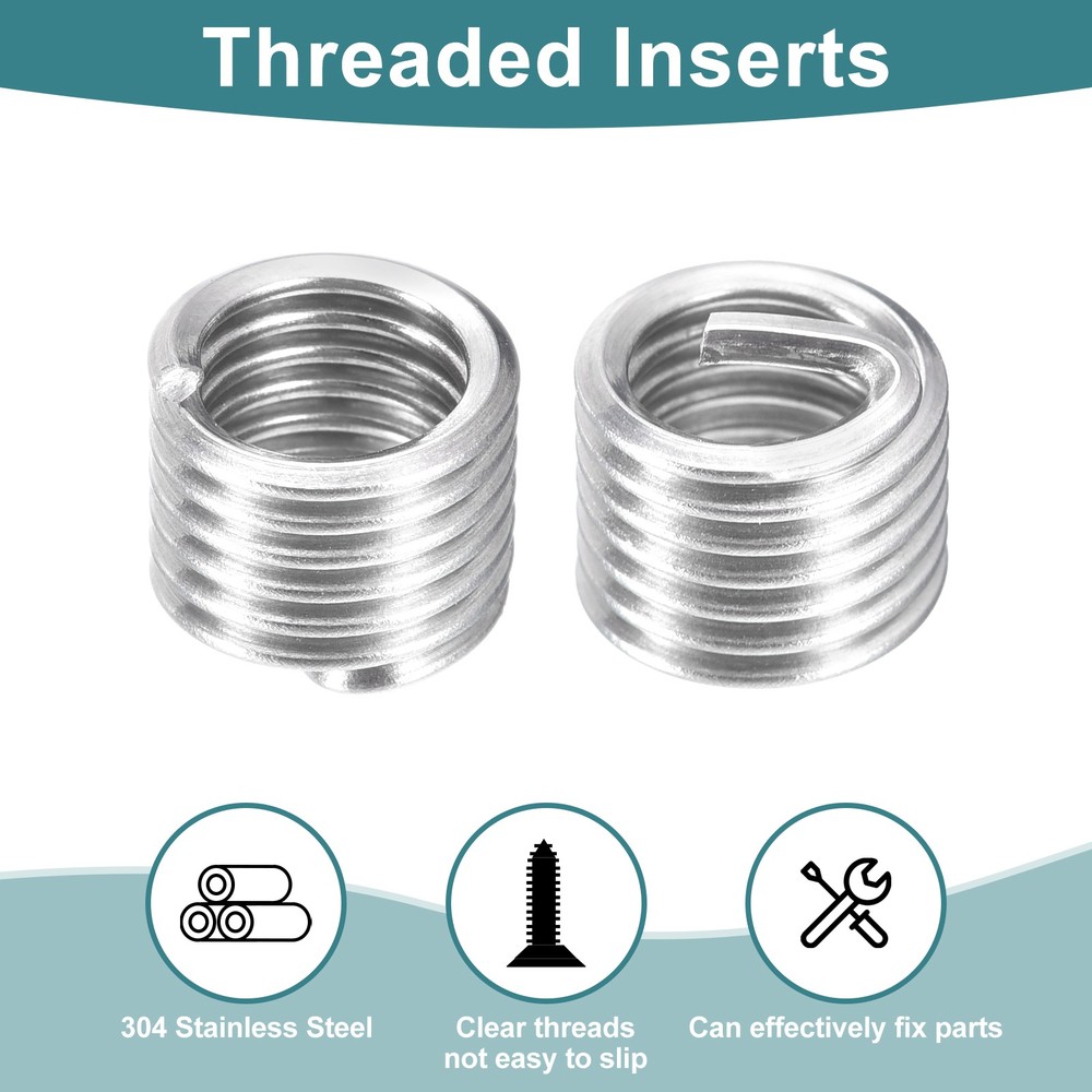 50Pcs Helical Threaded Inserts, 5/16"-18x1.5D Stainless Steel Threaded Socket
