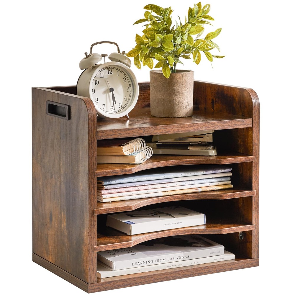 YMYNY Desktop File Organizer with Handle, 5-Tier Document & Mail Sorter
