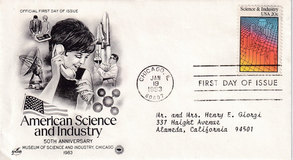 STAMP US SCOTT 2031 "Science & Industry" 20 CENT 1983 FDC - E