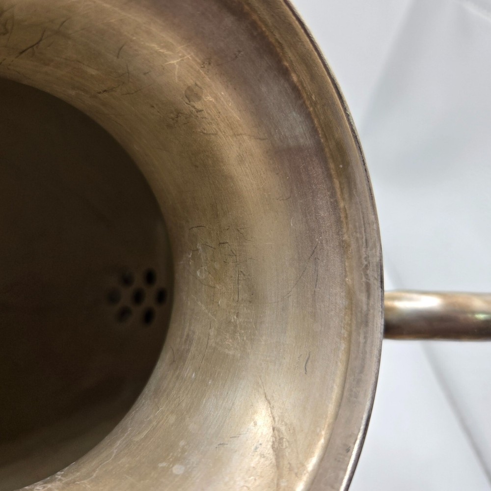 B.S. Co. Silver Plate on Copper Vintage Footed Teapot Coffee - Hinged Lid VTG