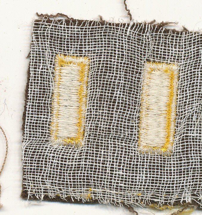 2nd Lieutenant rank pair patch brown wool elastique real WWII make US Army