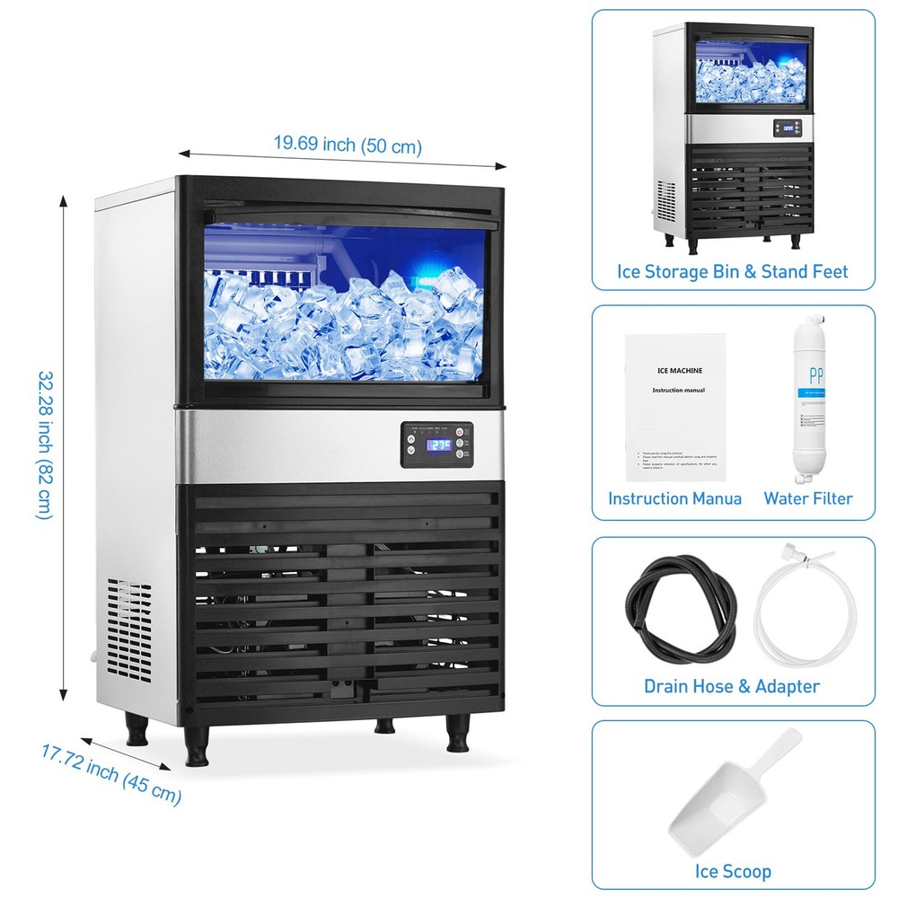 340W Ice Maker Machine 150LBS/Day Crushed Ice Maker with Chewable Ice Cubes