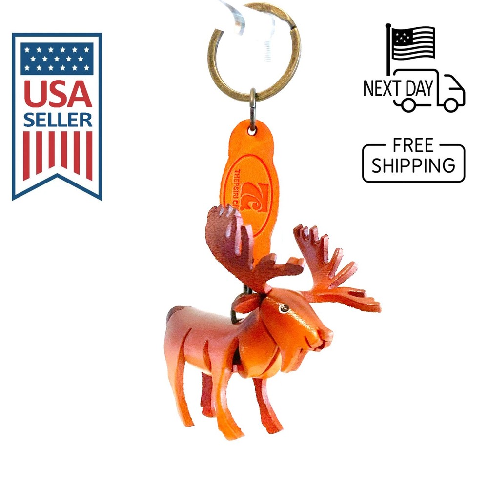 Moose Handmade Leather Keyring