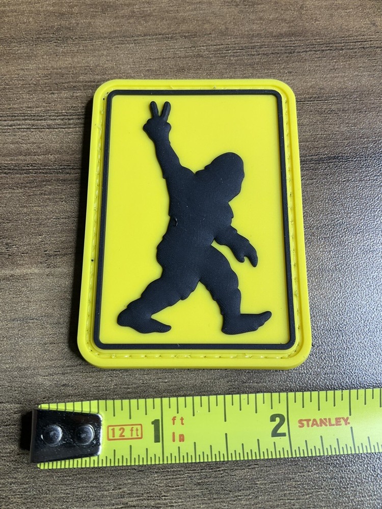 PVC Rubber Patch Hook Loop Sasquatch Peace Sign Cool Bigfoot Yeti