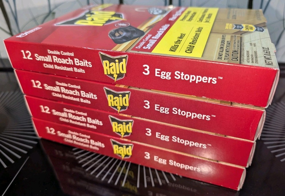 [12-Pack x4] RAID Double Control Small Roach Baits - 48 Baits & 12 Egg Stoppers